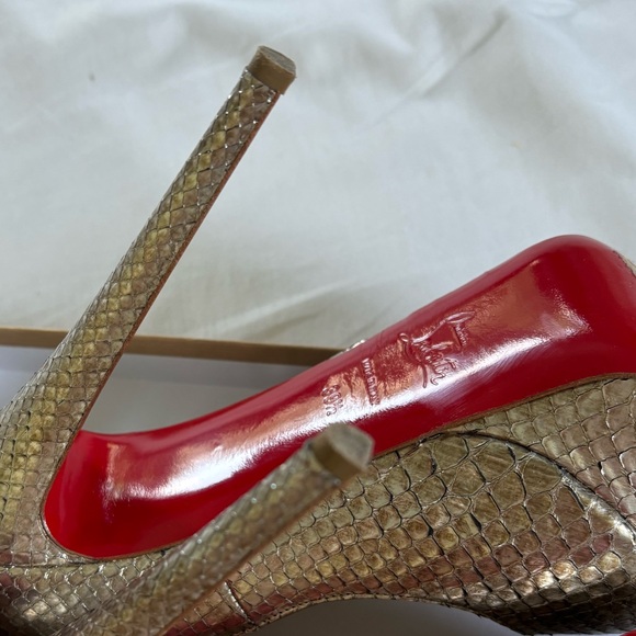 Christian Louboutin Lady Peep 150 Python Cosmo Color Antique Silver. Size 39.5. - Picture 2 of 11